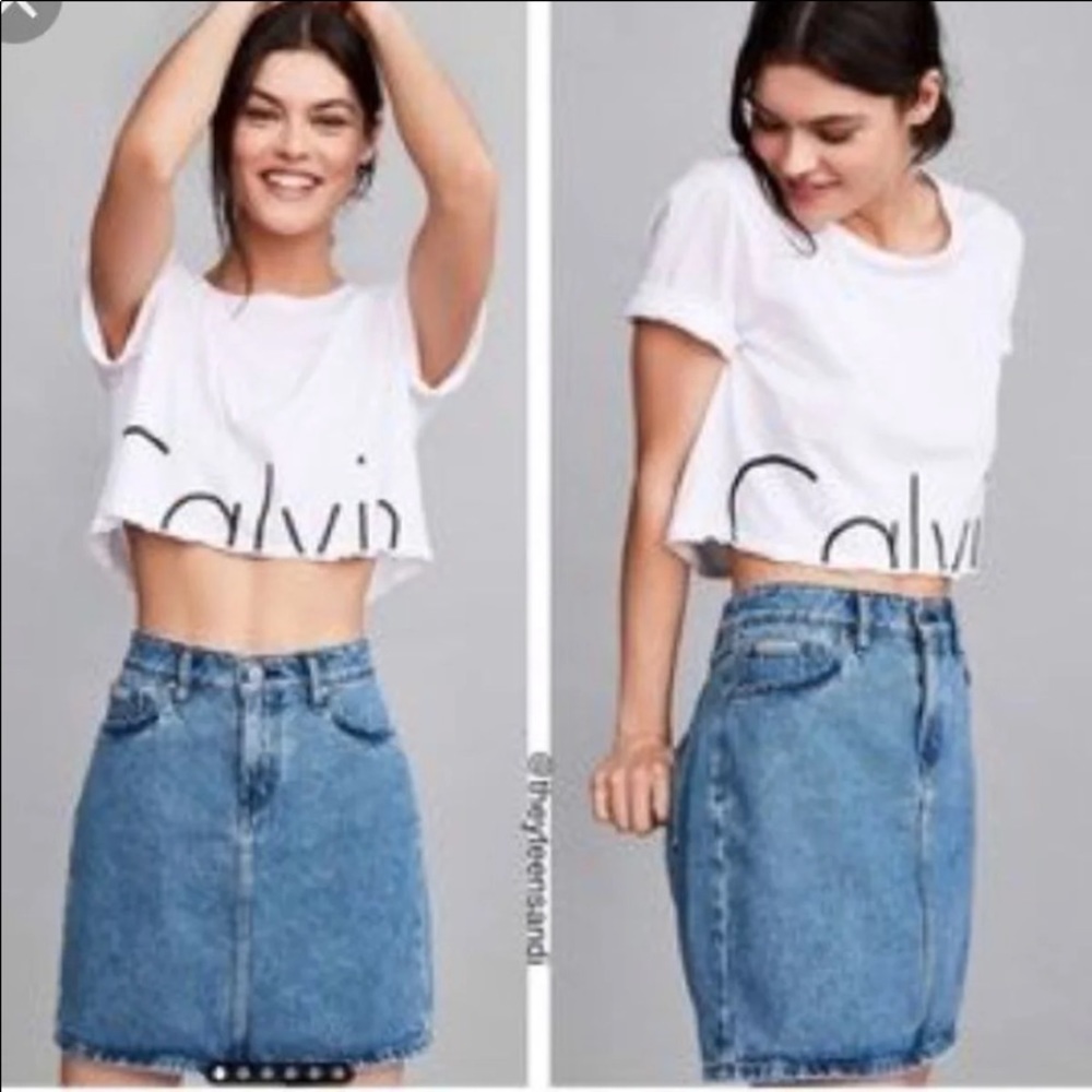 NWOT Calvin Klein Denim Mini Skirt